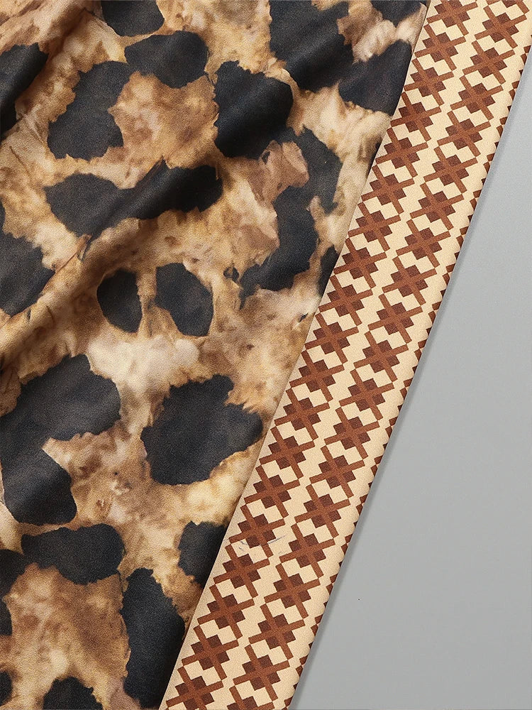 Plus Size Leopard Print Cardigan Loose Women's Long Windproof Fashion