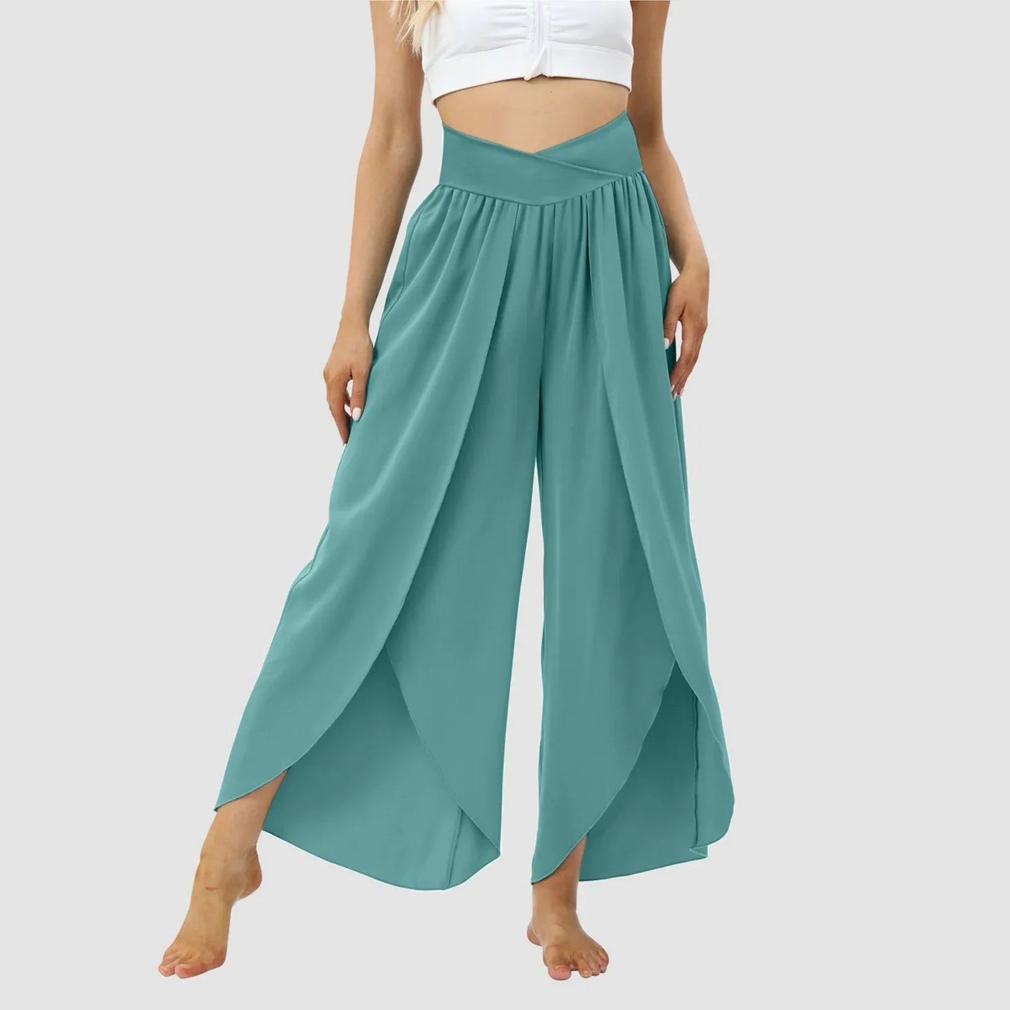 Women Wide Leg High Waist Hippie Casual Wear Boho Palazzo Pants.  S-3X