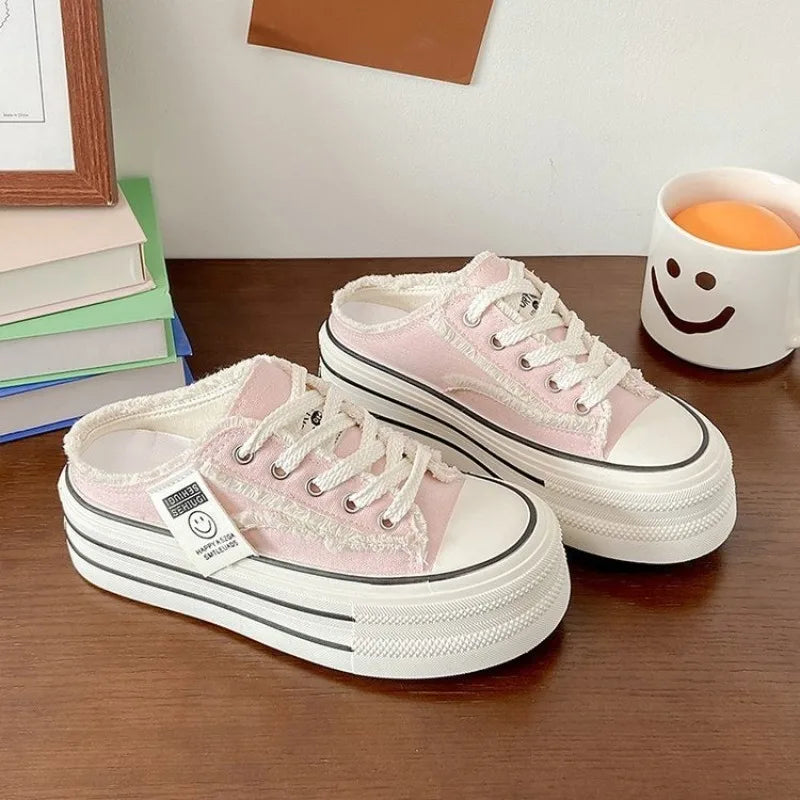 New Women's Canvas Breathable Casual Sport Thick Soled Shoes .