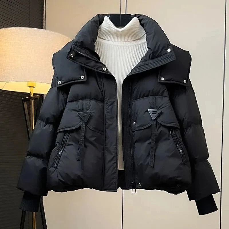 Women's Hooded Down Cotton Jacket - Loose Fit Padded Winter Coat.  S-2x