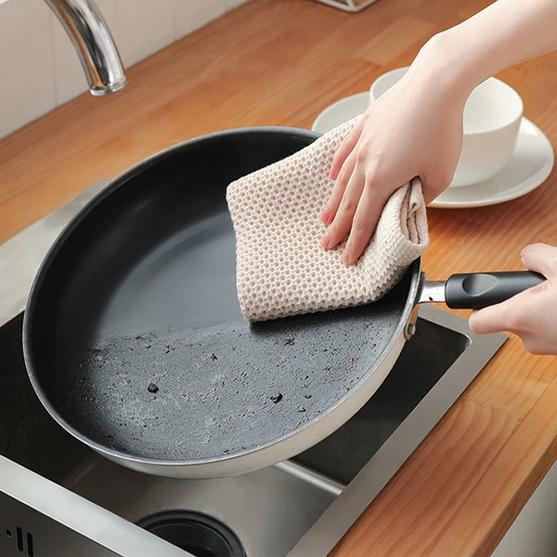 Cotton Rag Honeycomb Grid Dishcloth Towel Soft Absorbent Breathable Quick-drying Dish Cloth Hand Towels For Kitchen Cleaning