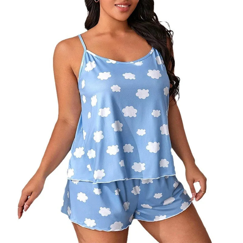 Curvy Lady Summer two Piece Soft Nightwear Cami&shorts.  Sz: XL-5X