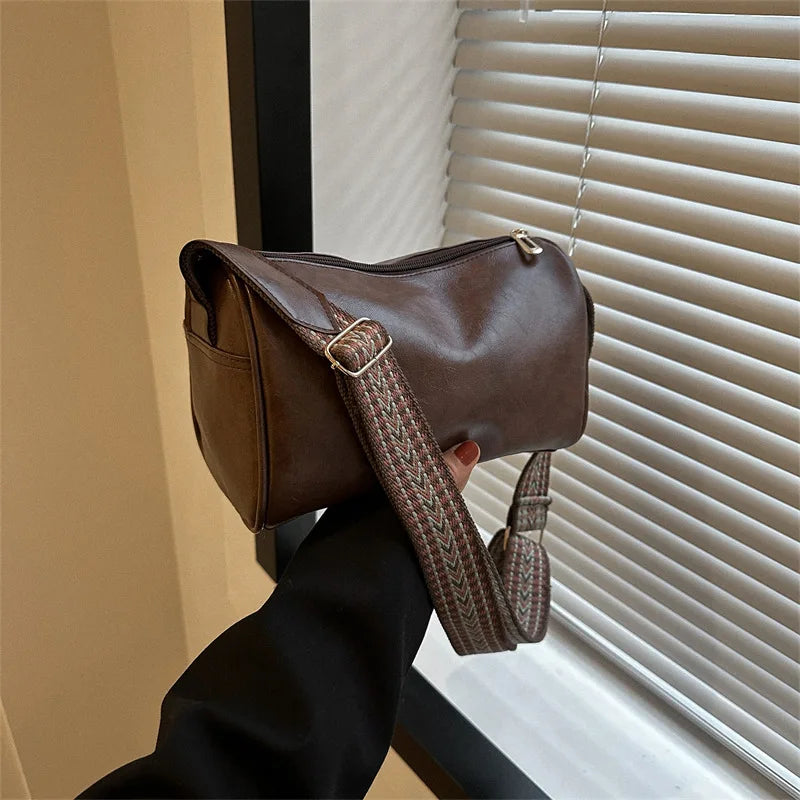 Vintage PU Leather Boston Women Small Handbag and Purse Fashion Cross-body Bag