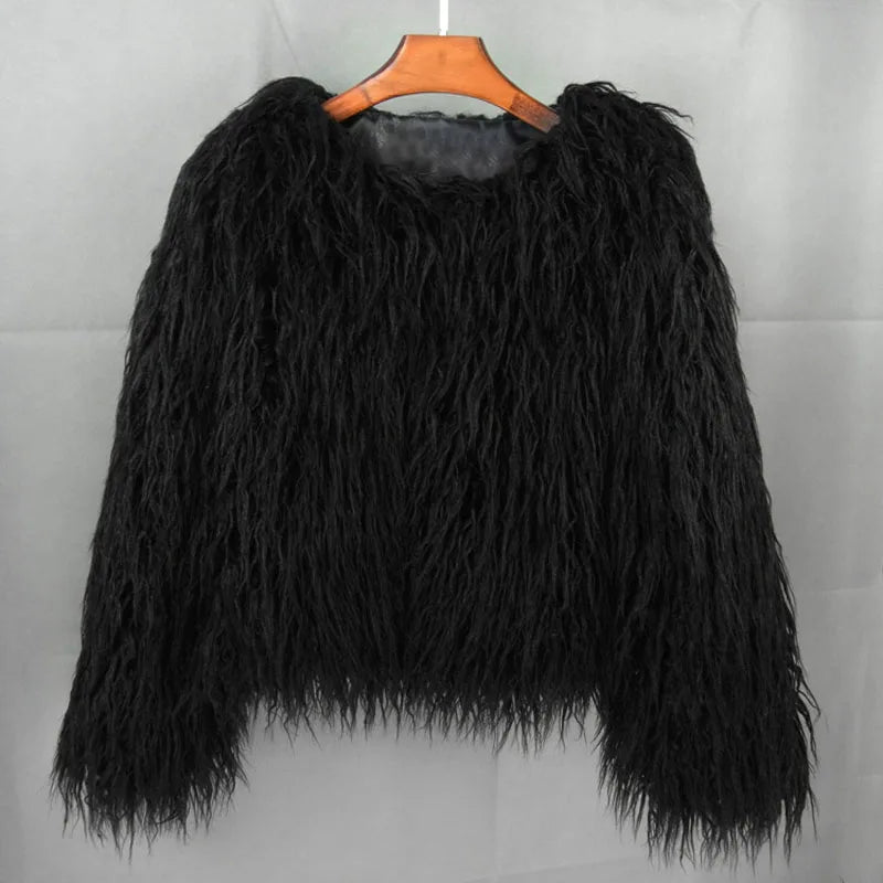 Women Autumn Winter Top Fashion Faux Fur Coat Elegant Thick Warm Jackets for Women.  S-3x