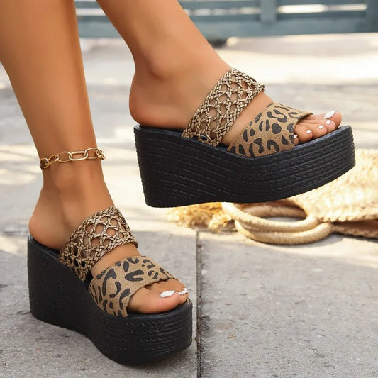 Women Wedge Heels Peep Toe Sandals Thick Sole Summer Slides Women Shoes Zapatillas Mujer