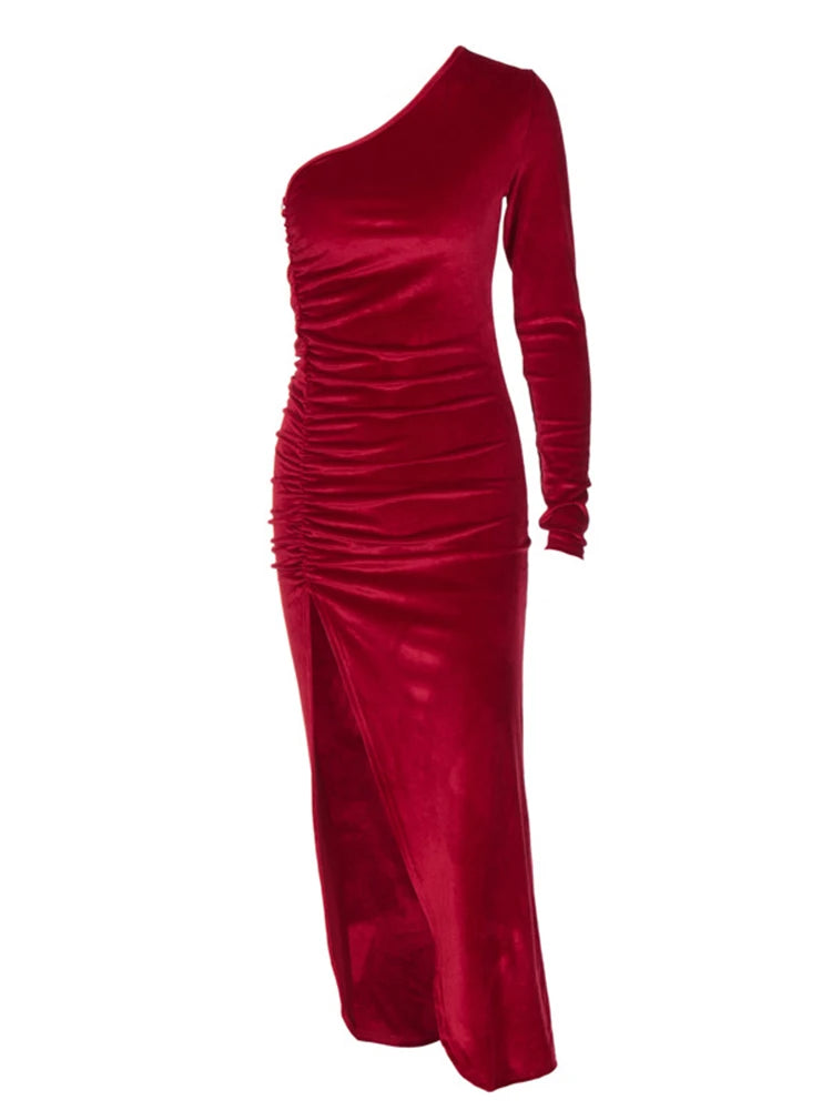 Elegant Long Sleeve Party Evening Velvet Bodycon Dress.