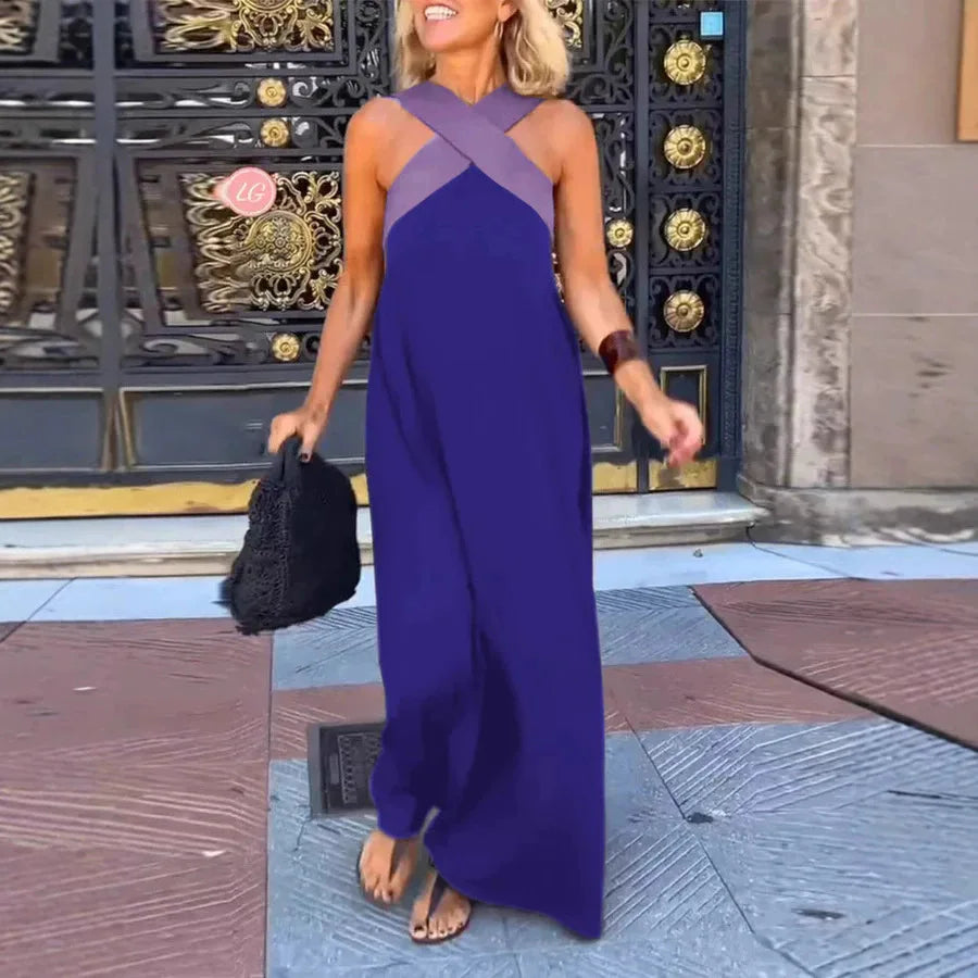 Sexy Cross Halter Long Dress Hollow Party Dress Summer Sleeveless Backless Dress.  S-3X