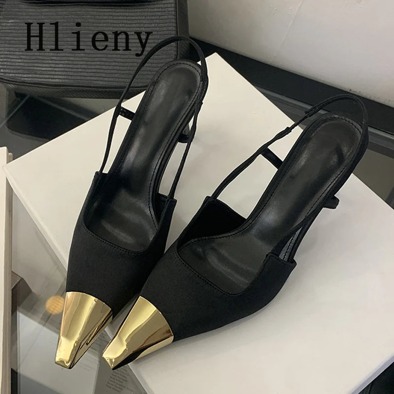 New Spring Back Strap Women's Sexy Pointed Toe Elegant Heel Sandal