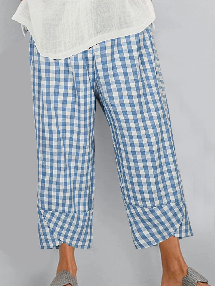 Plus Size 2025 New Women's Elastic Waist Pants Loose Fit Summer And Fall Casual Pant.