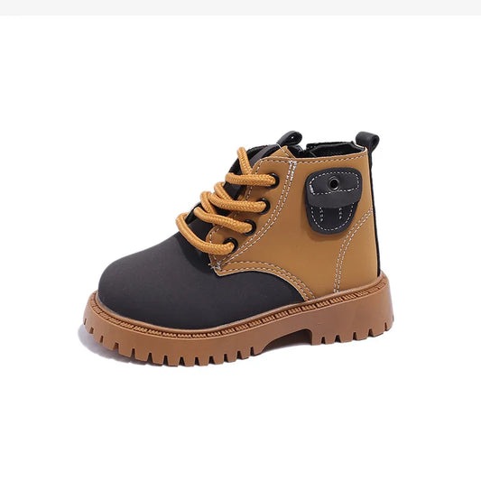 Kids Leather Boots 2023 Boys Fashion Single Boots Baby Short Boots Autumn New Girls Soft Sole Shoes