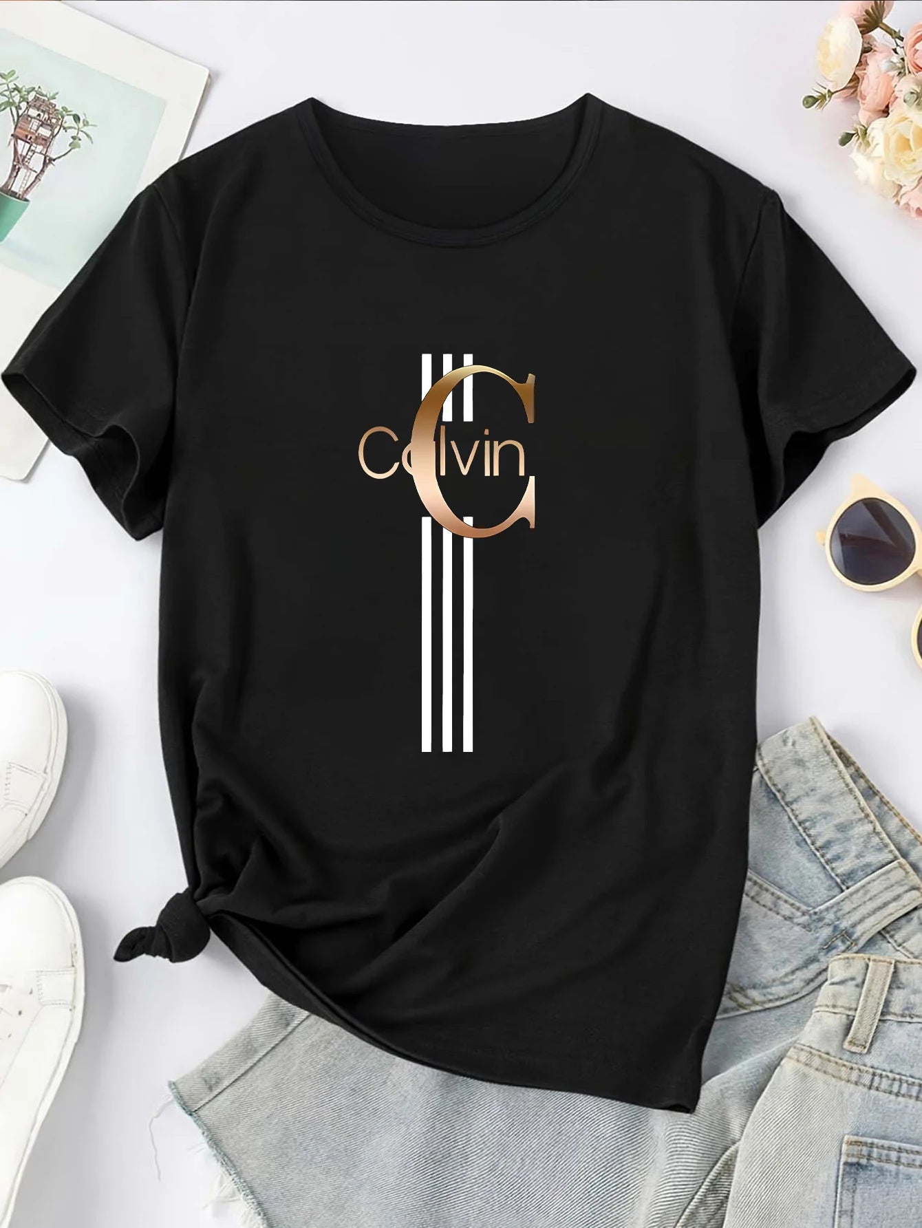 Women's PLUS-size Printed Short-sleeved T-shirt, Loose and Casual, Soft, Comfortable and Breathable, Outdoor Sports