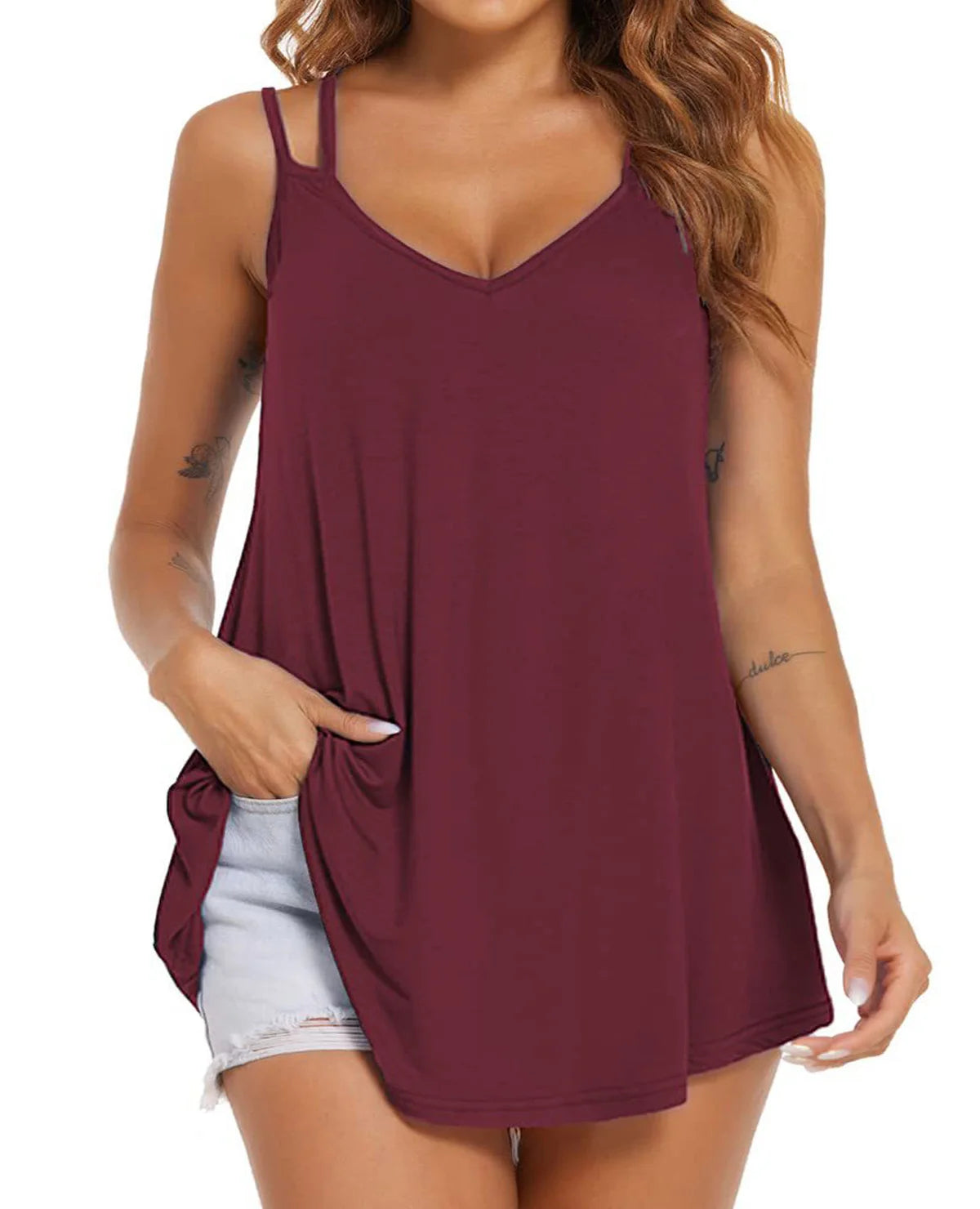 Plus Size Solid colour Sexy Back Top