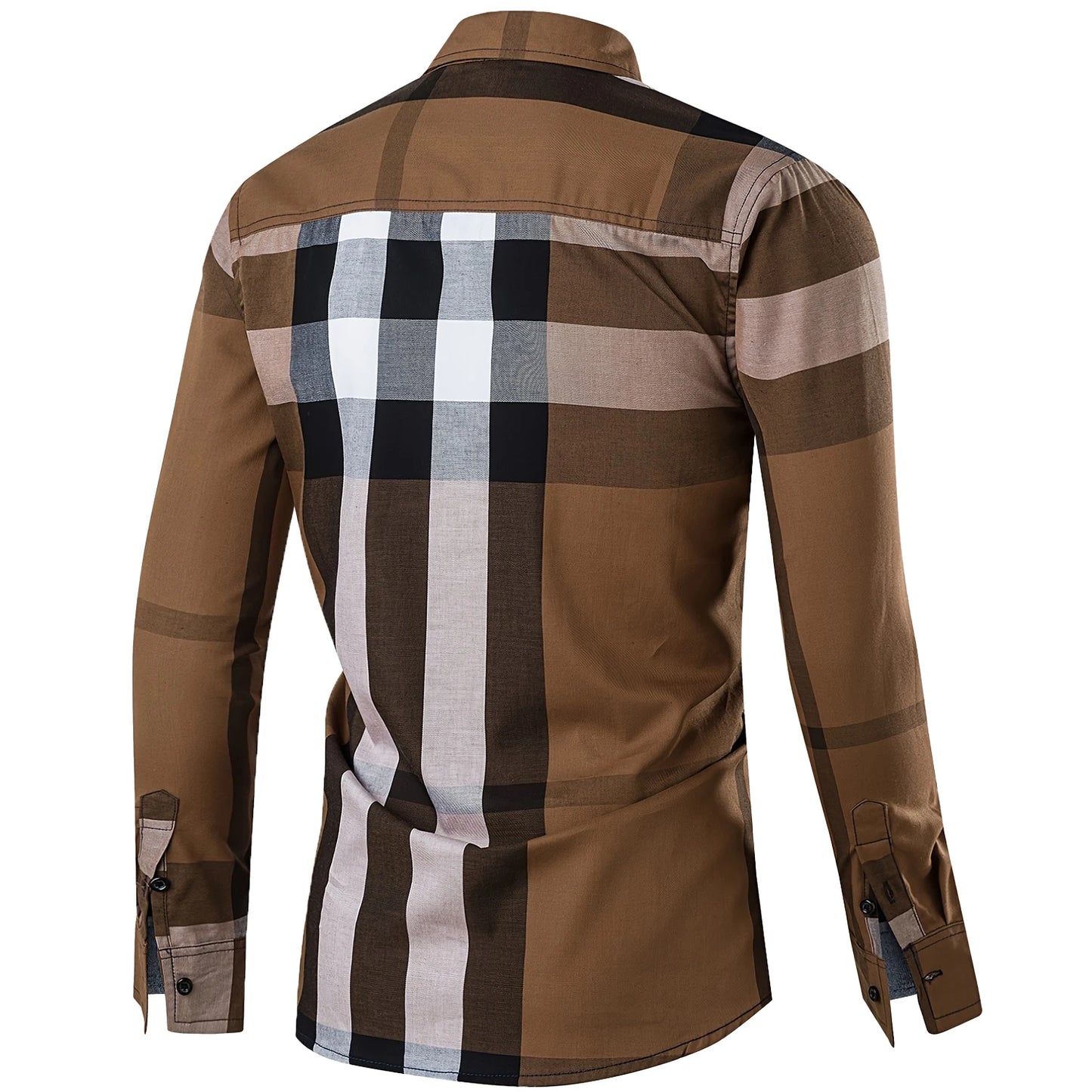 2025 New Fashion Mens Long Sleeve Button Down Shirts 100% Cotton Random Plaid Men's Casual Business Social Shirt for Men Tops