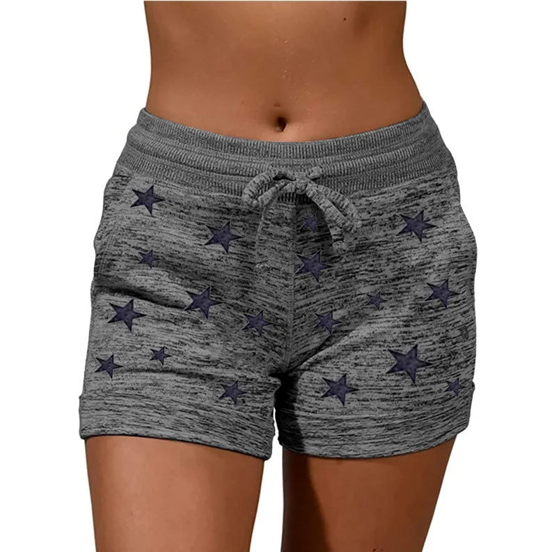 Women Print Quick Dry Sport Shorts With Drawstring.  S-5xL