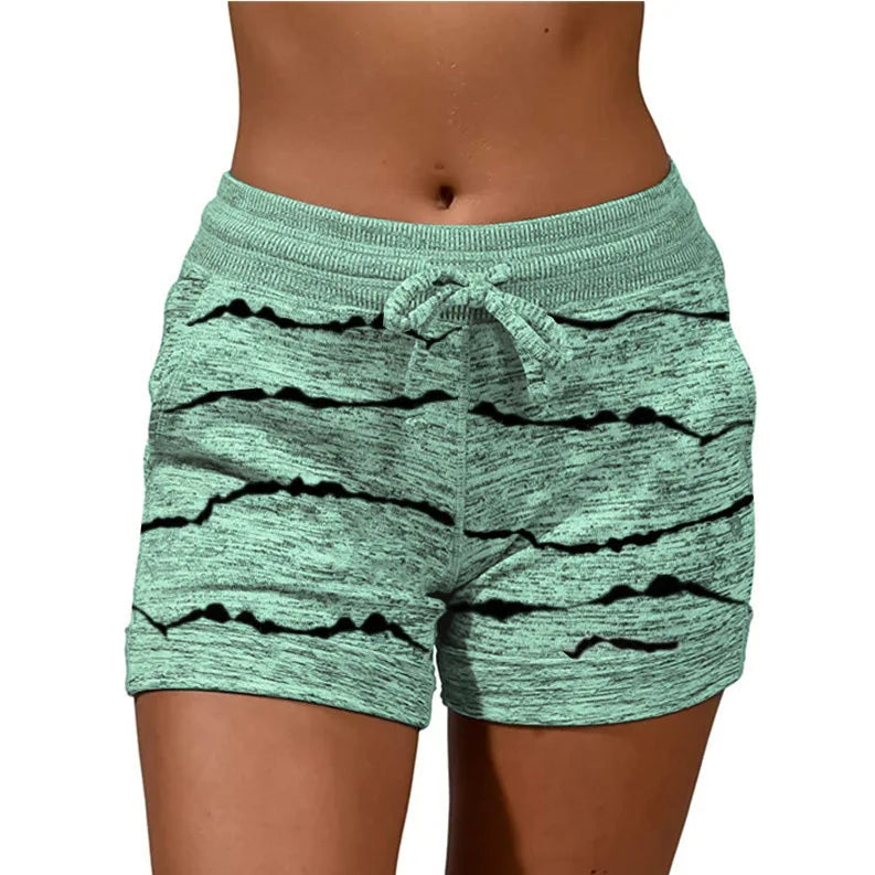 Women Print Quick Dry Sport Shorts With Drawstring.  S-5xL