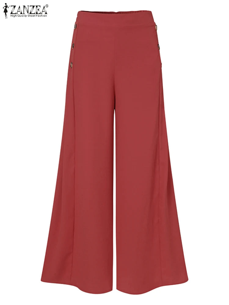 Casual Suit Pants Elegant Wide Leg Pant Solid Trouser High Waist