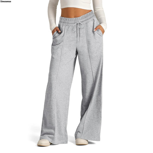 Womens Wide Leg Sweatpants High Waist Baggy Flared Drawstring Athletic Joggers Casual Daily Wear Loose Sporty Wear.  S-2X