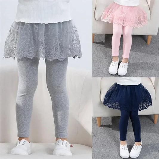 New Girls Leggings Skirt-Pants - Spring Autumn Children Slim Trousers for 3-7 Years Kids Clothes