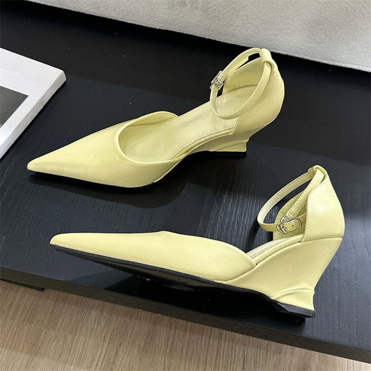 Spring Fashion Pointed Toe Slingback Wedge Heels Party Shoe