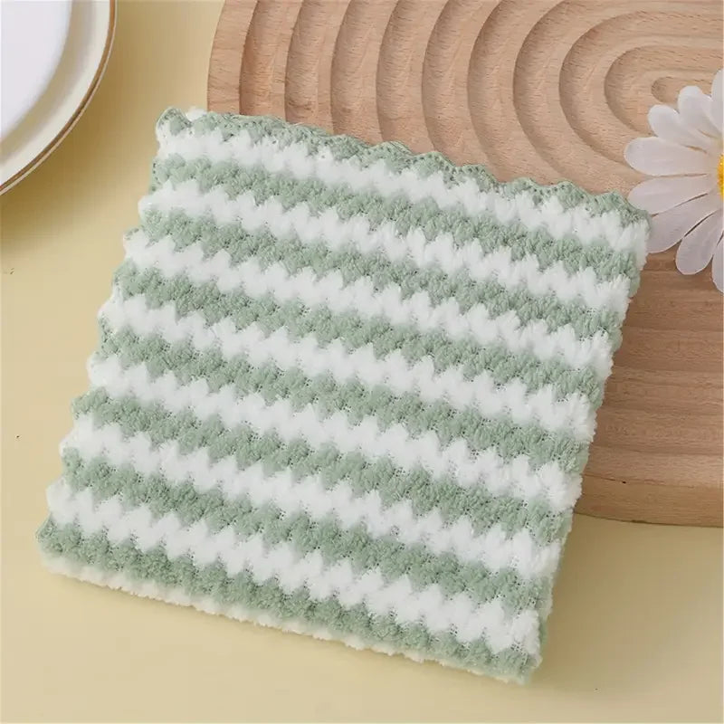 Double-sided Fleece Dishcloths Super Absorbent Cleaning Cloths Scouring Pads Kitchen Washing Dish Rags Glass Windows Wipe Towel