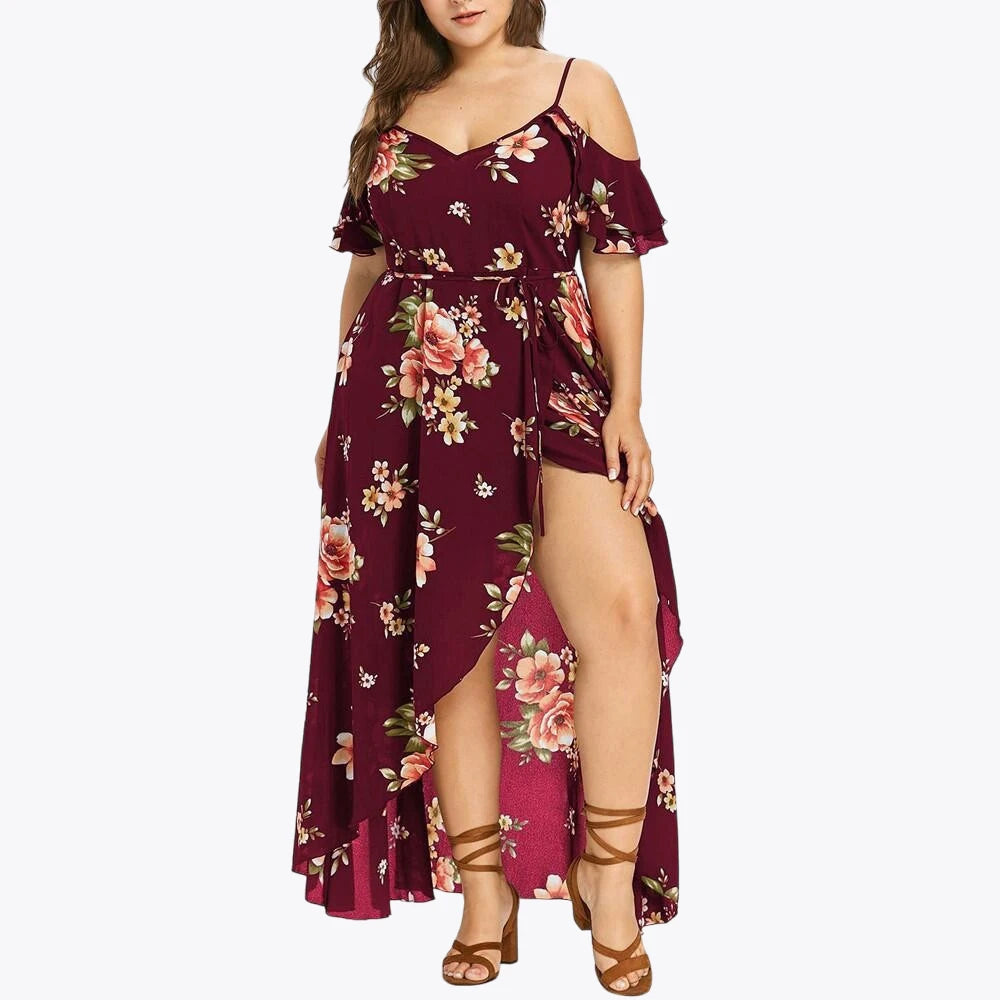 New Fashion Printed Dress for Women Summer Flower Print Plus Size Loose Fit Sling Dress