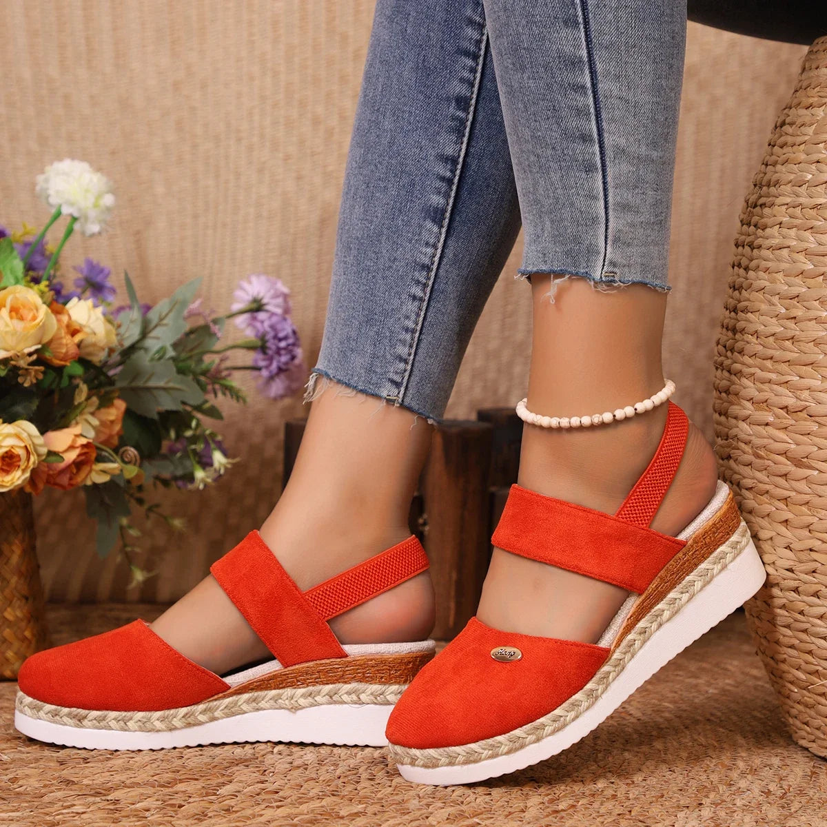 Women High Quality Closed Toe Wedge Comfortable Sandals