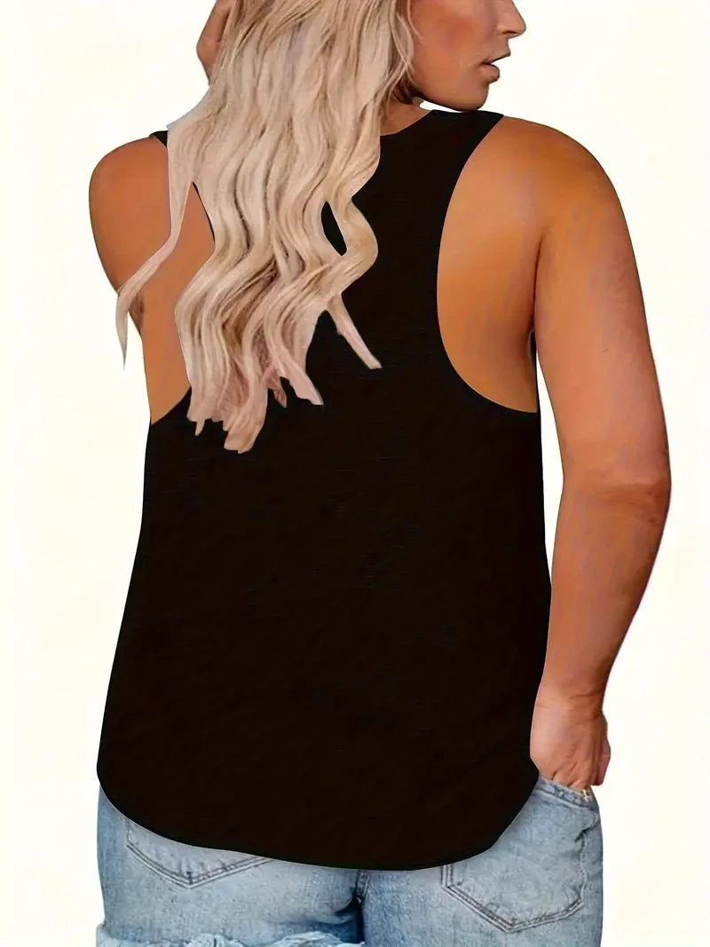 Plus Size Women's Tank Sequins Sleeveless Loose Stretchy Summer Fashion Tank
