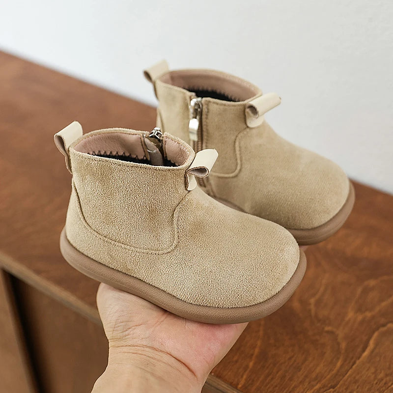 Autumn Winter Children Casual Shoes for Baby Boys Girls Boots Oxford Suede Plush Kids Ankle Boots Outdoor Anti-slip Infant Shoes