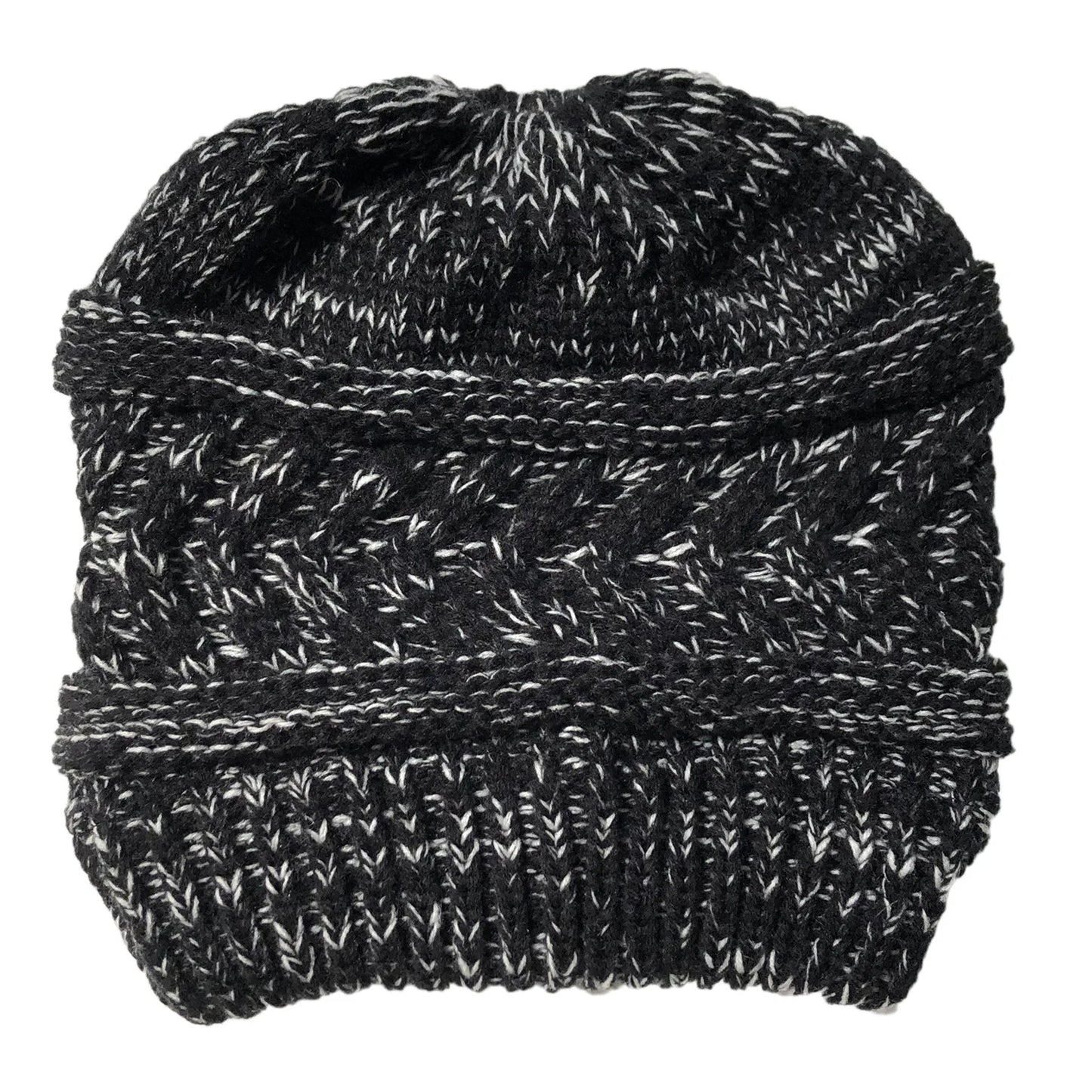 Winter Solid Cap Color Beanie Hat Dome Warm Horsetail Knit Hat women's Solid Color Fashion Outdoor
