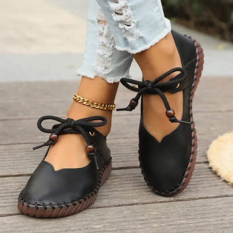 Women Casual Flats Fashion Lace Up Shoes