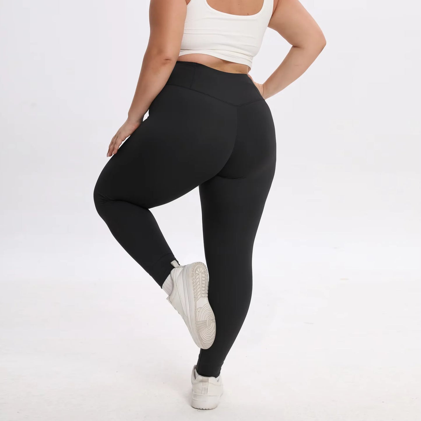 Curvy Ladies Solid Colour Classic Gym Sport Pants Fitness High Waist Stretch Yoga breathable Legging