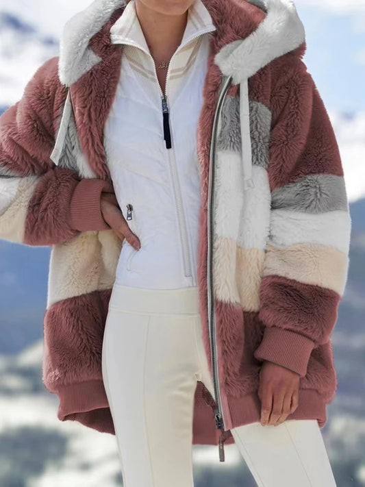 Women's Long Teddy Bear Coat Warm Thickening Fleece Faux Fur Coat Plush Women's Coat ..  S-5X