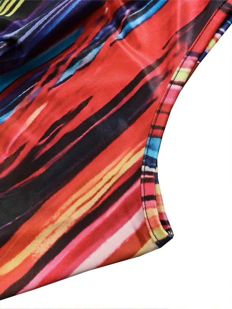 2025 Summer New Women's Colourful Pattern Long Maxi Dress .  S-XL