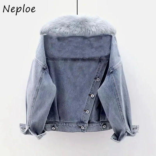 Fashion Denim Coat Women 2025 Autumn New Zipper Thick Jacket.  S-5x
