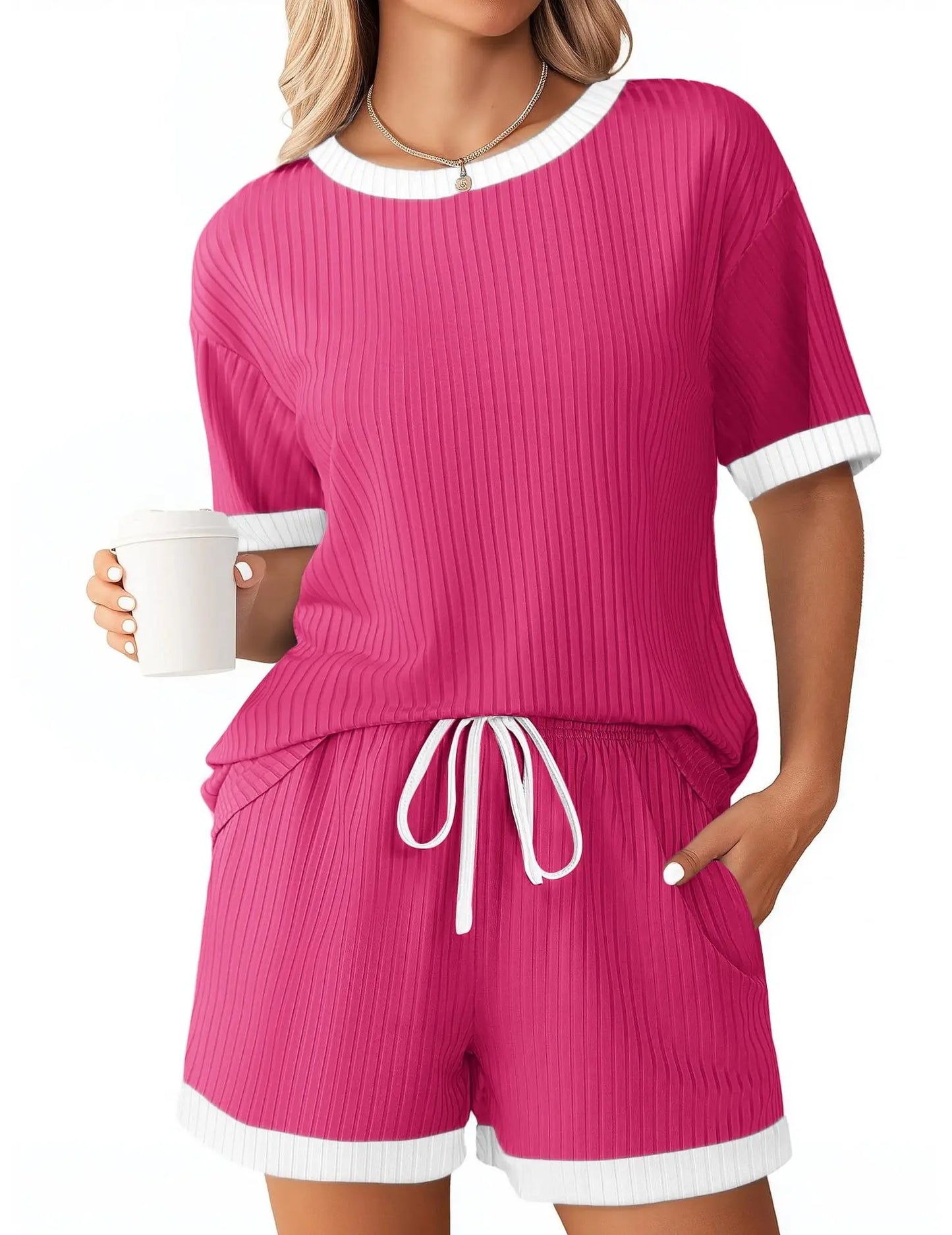 New Casual Loose Short Set For Women 2025 Elegant Summer Two Pieces Outfit.  S-2X