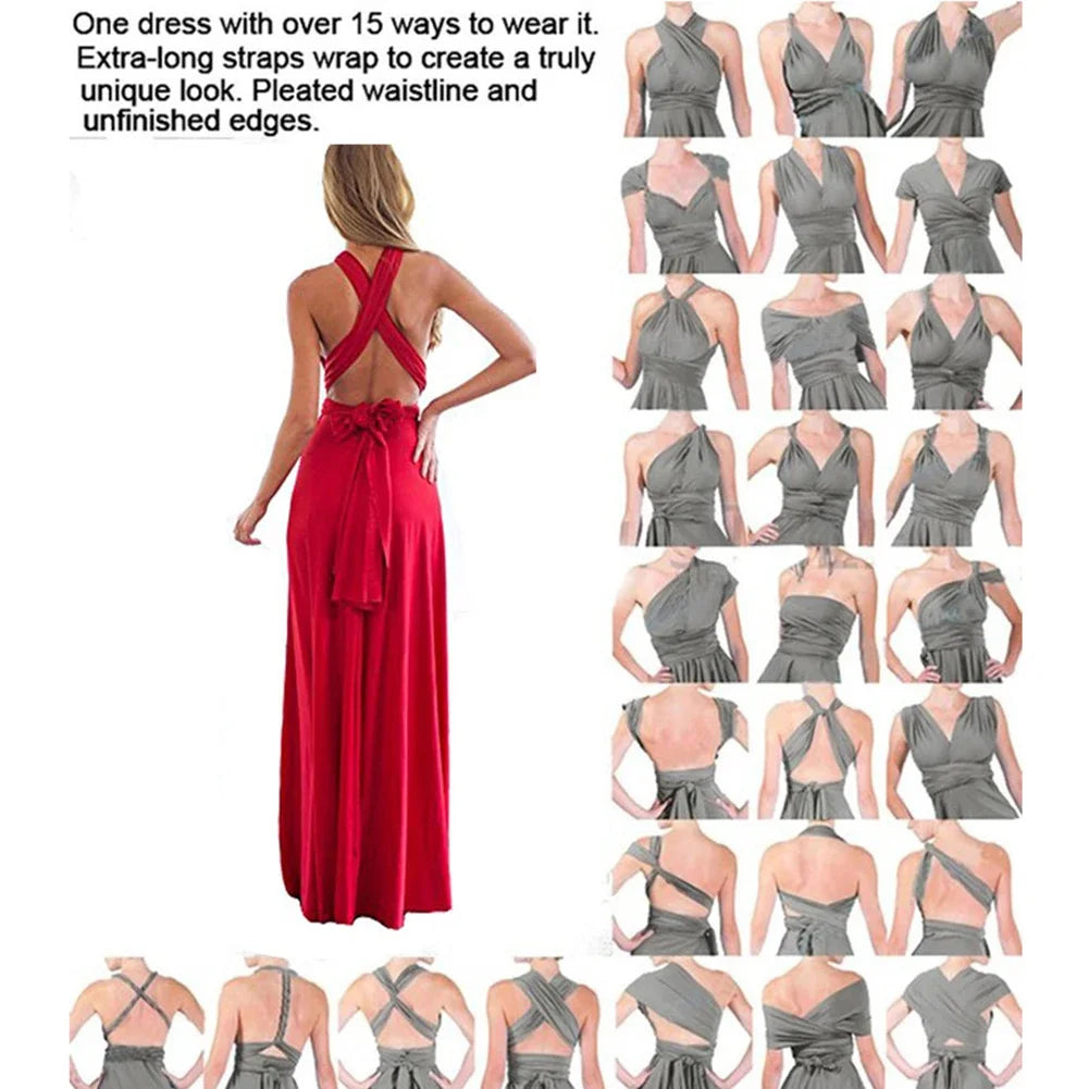 Sexy Women Multi-way Wrap Convertible Maxi Long Dress For Any Occasion.  S-XL