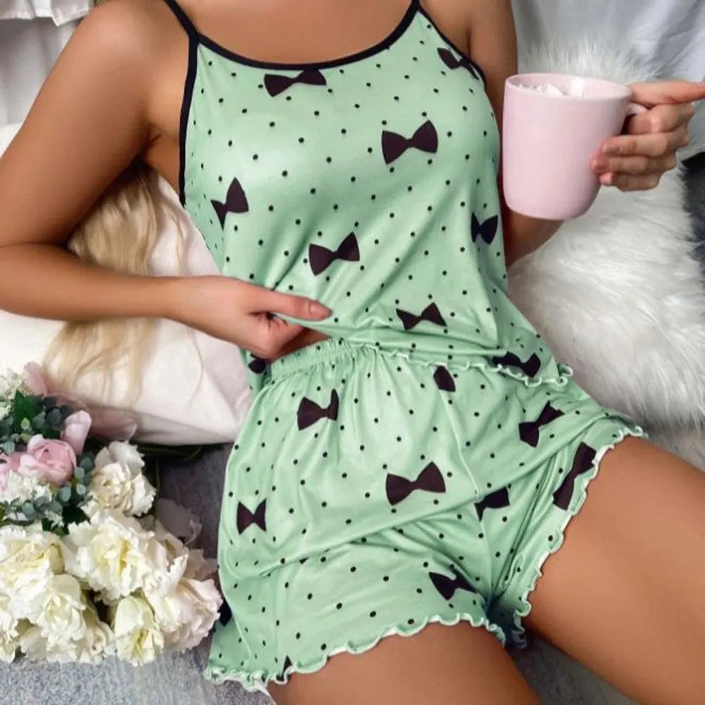 Women Pajamas Set Cute Sexy Soft Cozy Casual Printed Sleepwear With Shorts And Cami For Home lounge/Sleepwear.   S-3XL