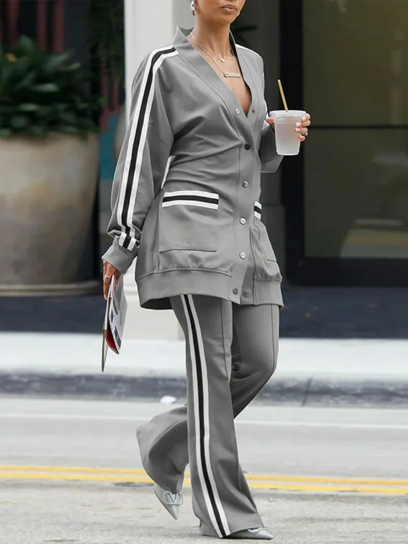 2025 Spring Fall Women's Long Sleeve V neck  Quality Casual Sporty Suit.  S-2x