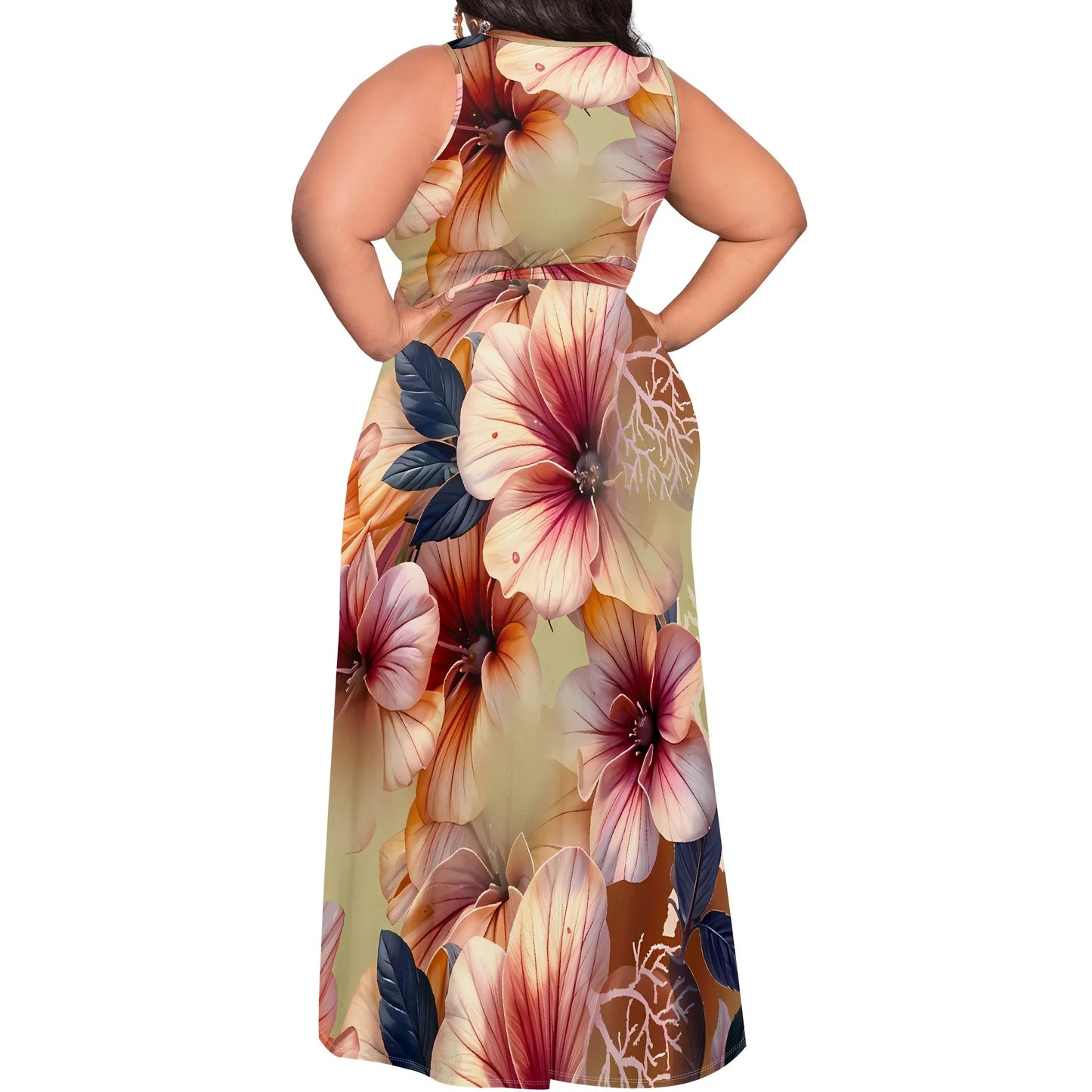 Women's Plus Size Dress Printed Long Dress Flowing Sleeveless