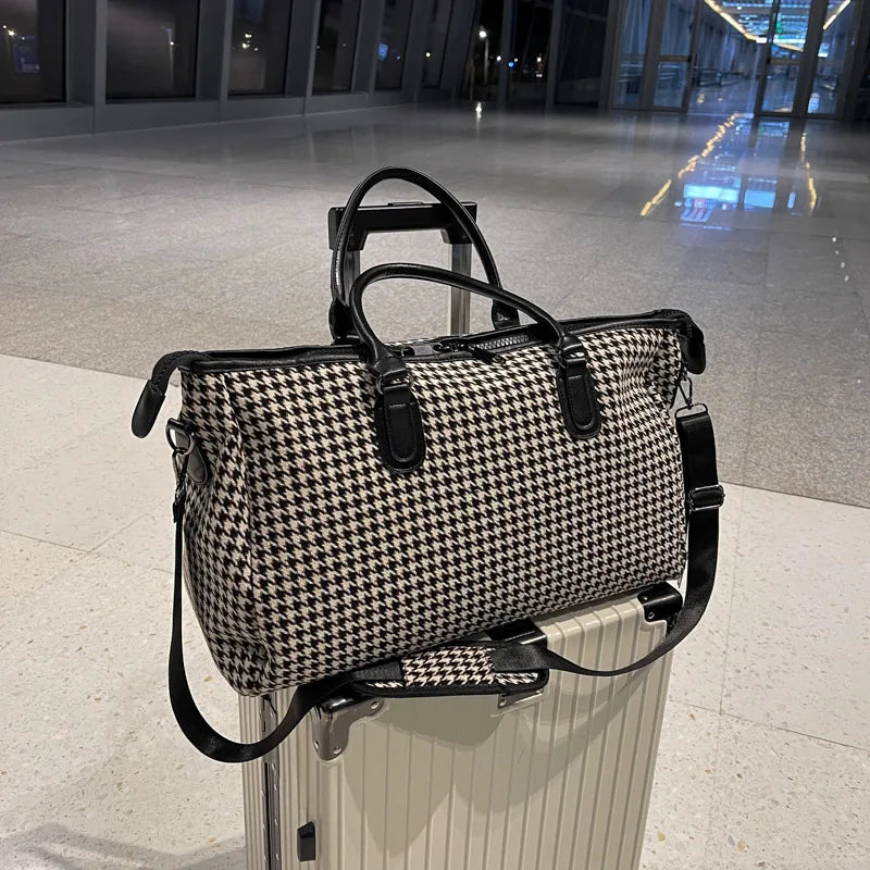 Retro Plaid Travel Duffel Bag - Large Capacity Multi-Functional Fitness & Yoga Bag