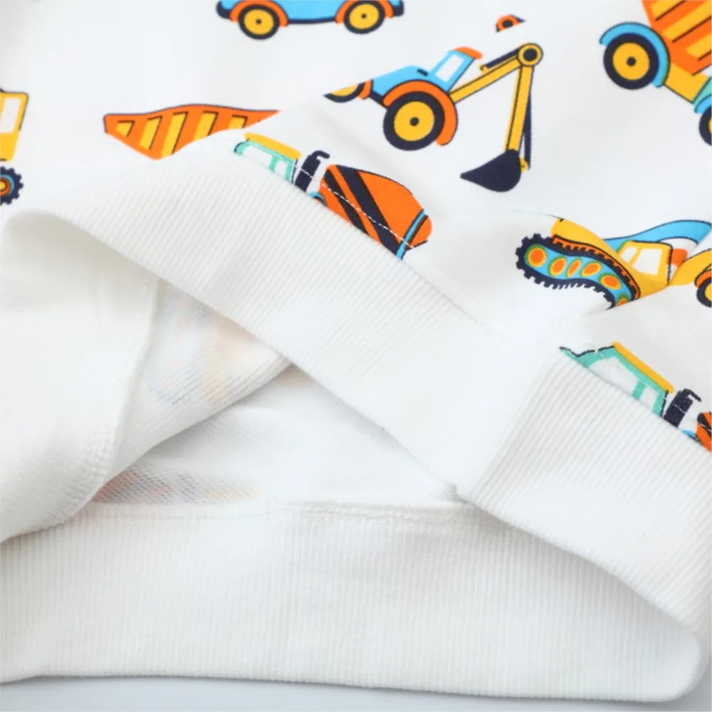 Kids Clothes 2025 New Spring Autumn Tops Children's Clothing Baby Boys Hoodies Cartoon Excavators Sweatshirt Cotton