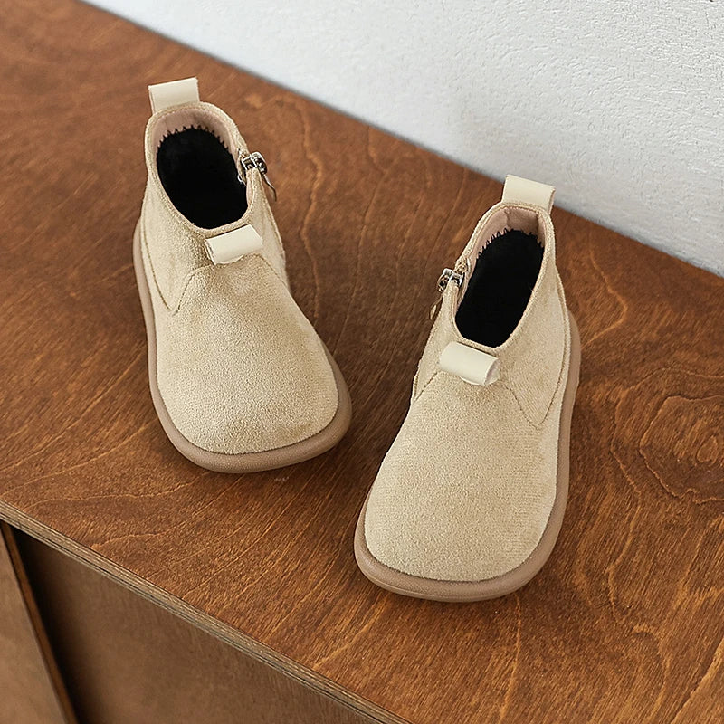 Autumn Winter Children Casual Shoes for Baby Boys Girls Boots Oxford Suede Plush Kids Ankle Boots Outdoor Anti-slip Infant Shoes