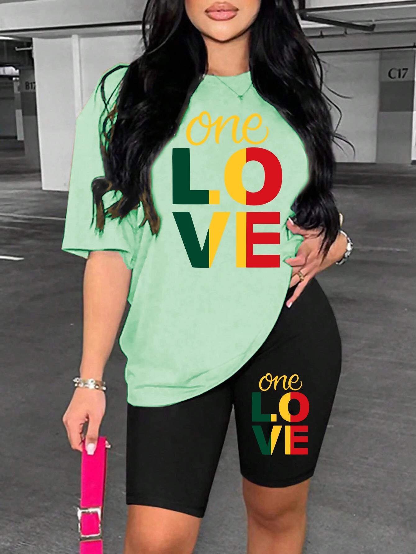 High Quality One Love Printing Women Breathable Soft 2 Piece.  S-3XL