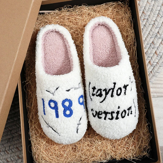 Women's T. Swift 1989 Fluffy Fur Slippers - Plush Winter Slides