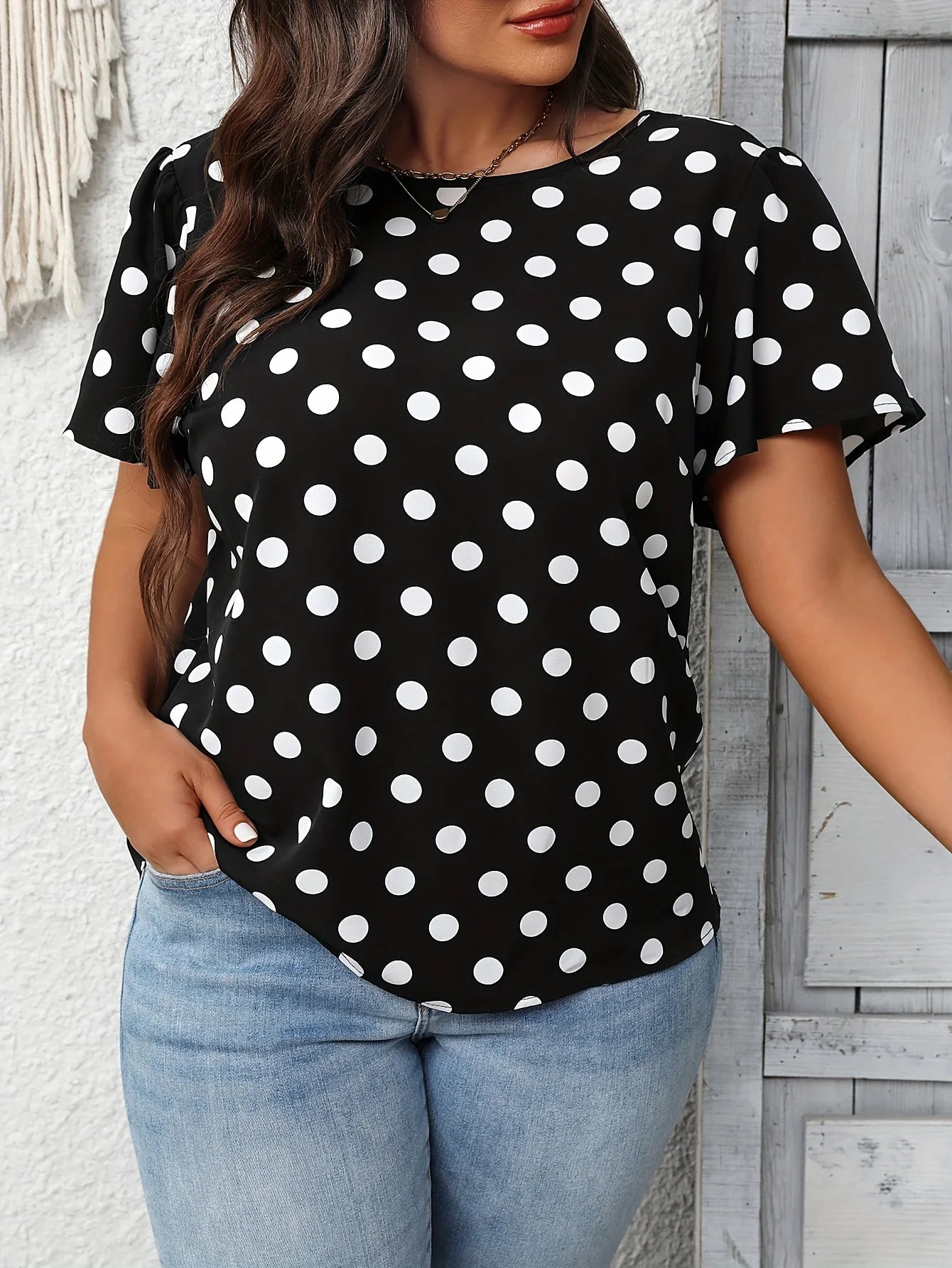 Plus Size Summer Elegant Print Shirt for Women Casual Bow Back Curvy Blouse