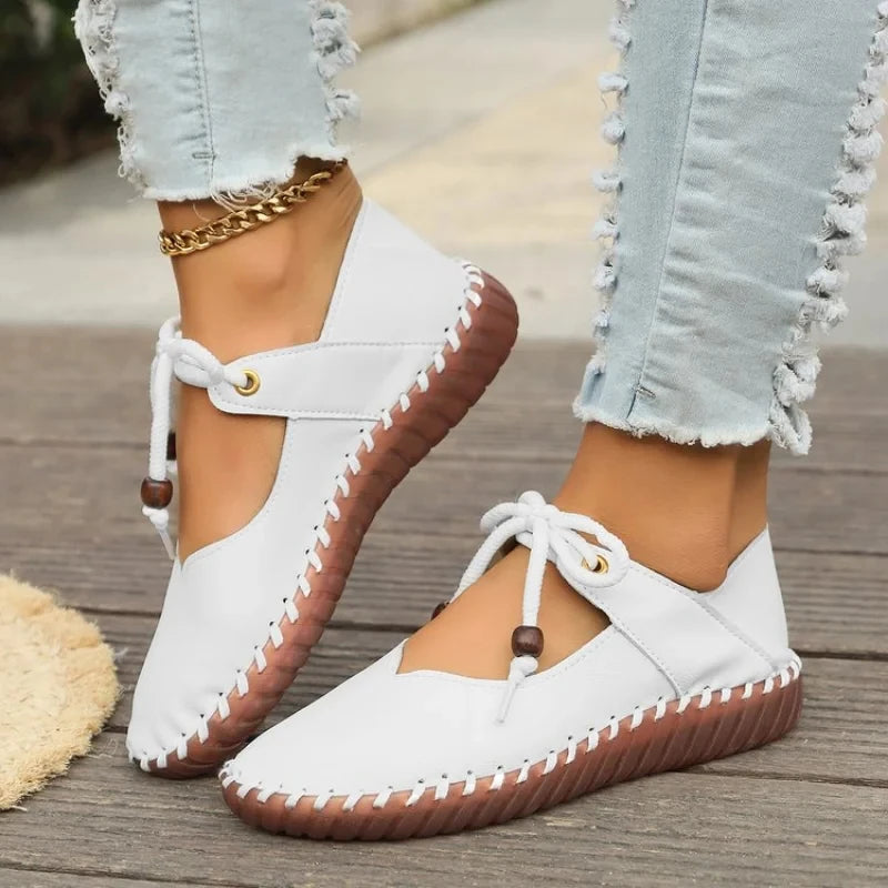 Women Casual Flats Fashion Lace Up Shoes