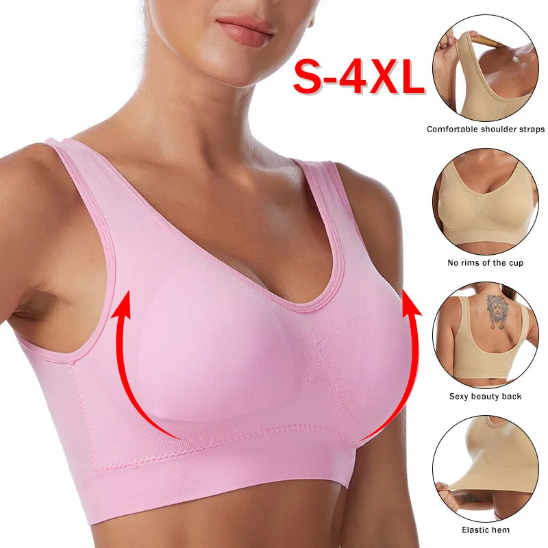 Ladies Seamless Breathable Wire Free Push-Up Bralette Comfortable And Padded For Your Comfort. Sz S-6XL