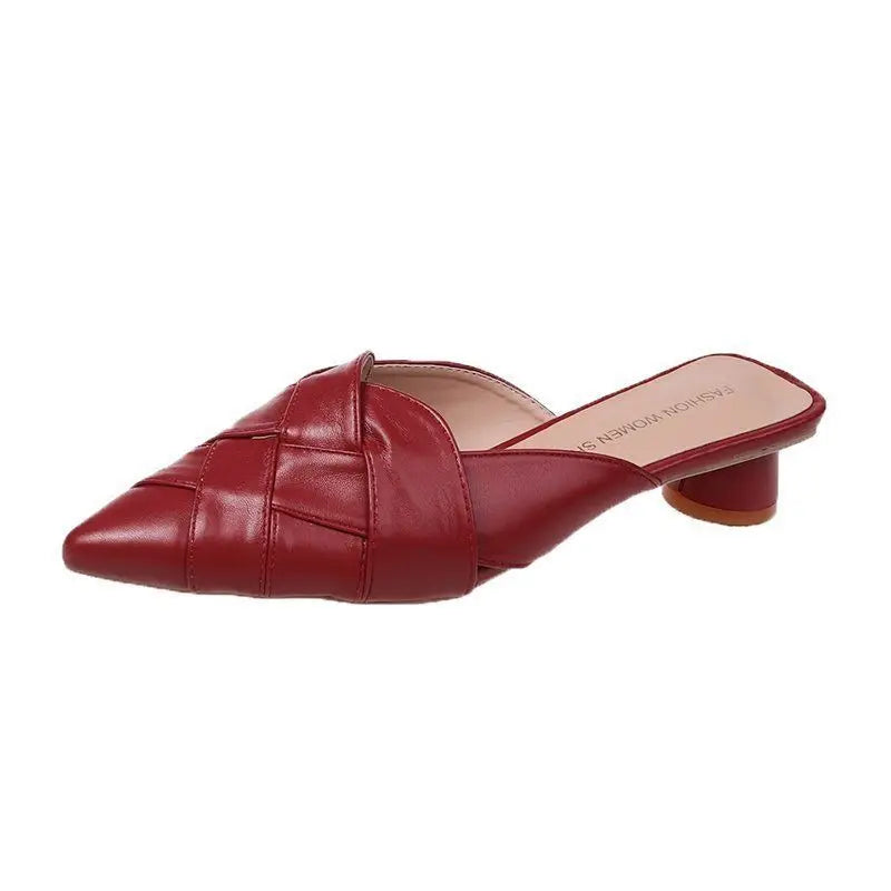 Ladies Leather Pointed Toe Mule Slides With Premium Quality.