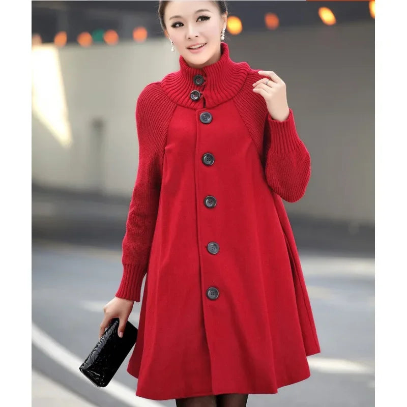 Plus Size Autumn Winter New Women's Loose Fit Woolen Coat
