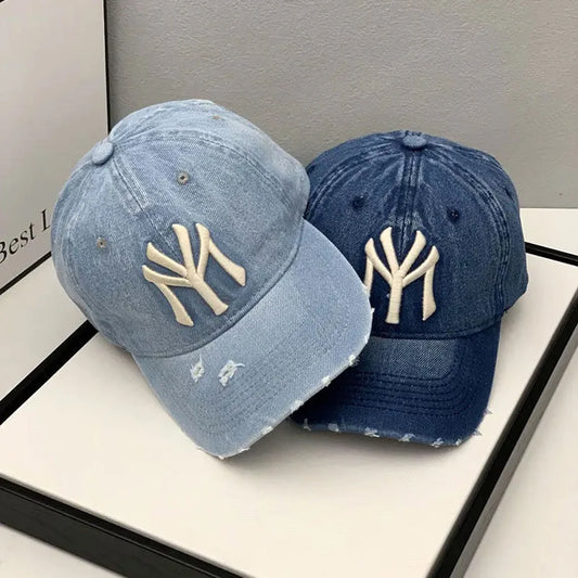Unisex Letter Embroidery Washed Baseball Caps Outdoor Adjustable Casual Hats.